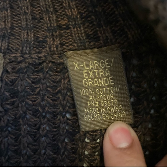 St. John’s Bay mens Commando pullover knit sweater  XL soft cotton winter brown - Picture 5 of 9